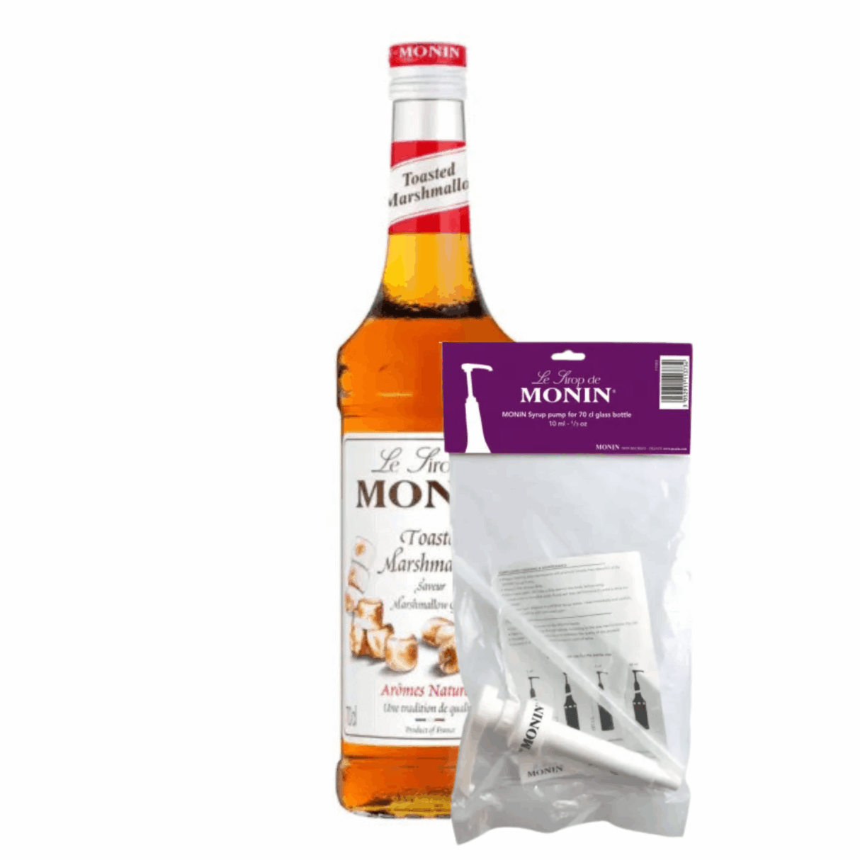 Monin-Sirup gerösteter Marshmallow (70 cl) + Siruppumpe (10 ml)