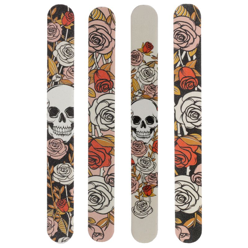 Totenkopf-Rosen-Nagelfeile lang