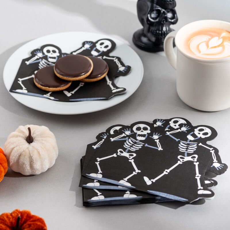 Halloween-Skelett-Packung mit 12 3-lagigen Partyservietten aus Papier