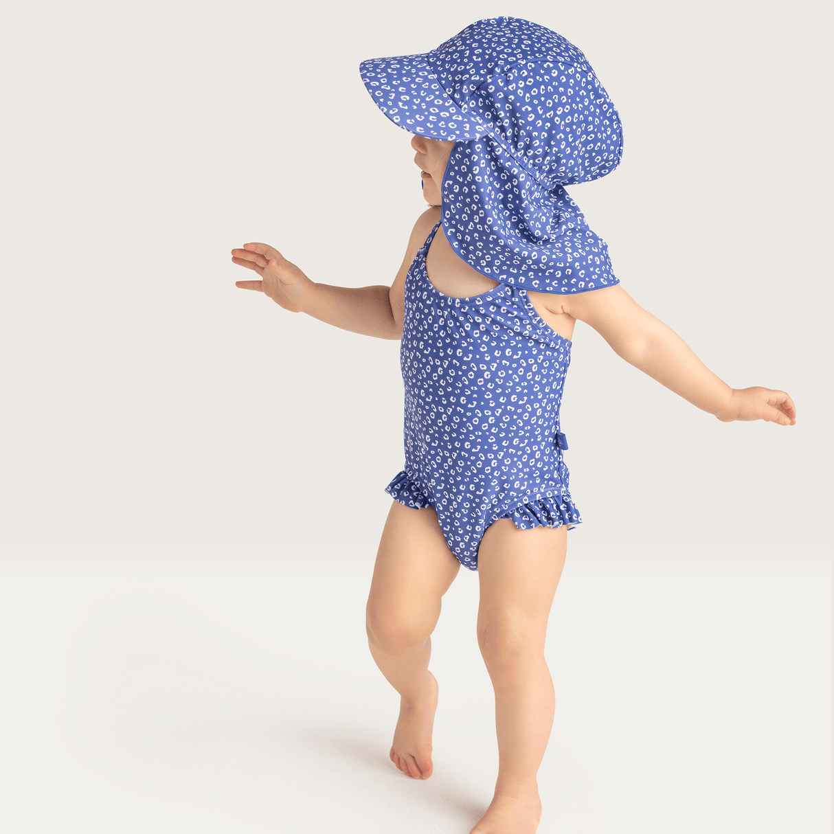 Leopard | blaue UV-Sonnenkappe