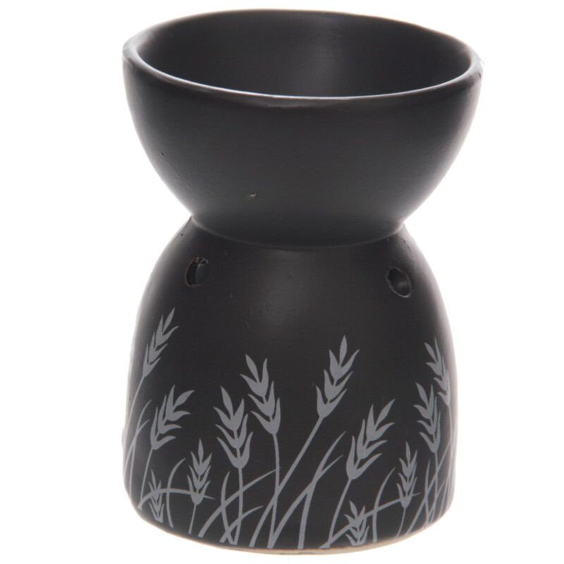 Öl- und Wachs-Duftbrenner aus Keramik im schwarzen Gras-Design