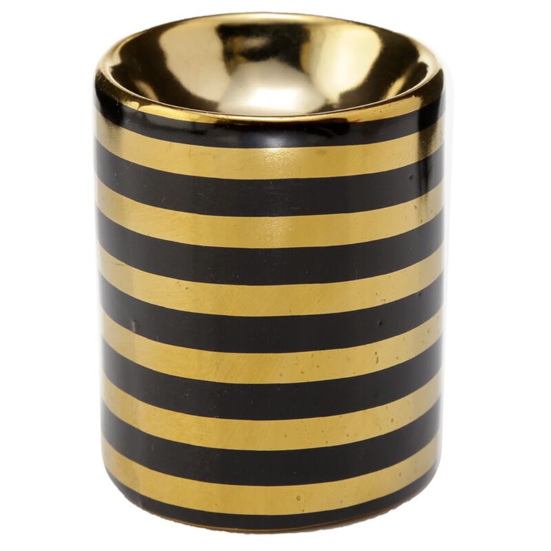 Eden Mini-Duftbrenner aus Keramik mit metallischen Goldstreifen – klein