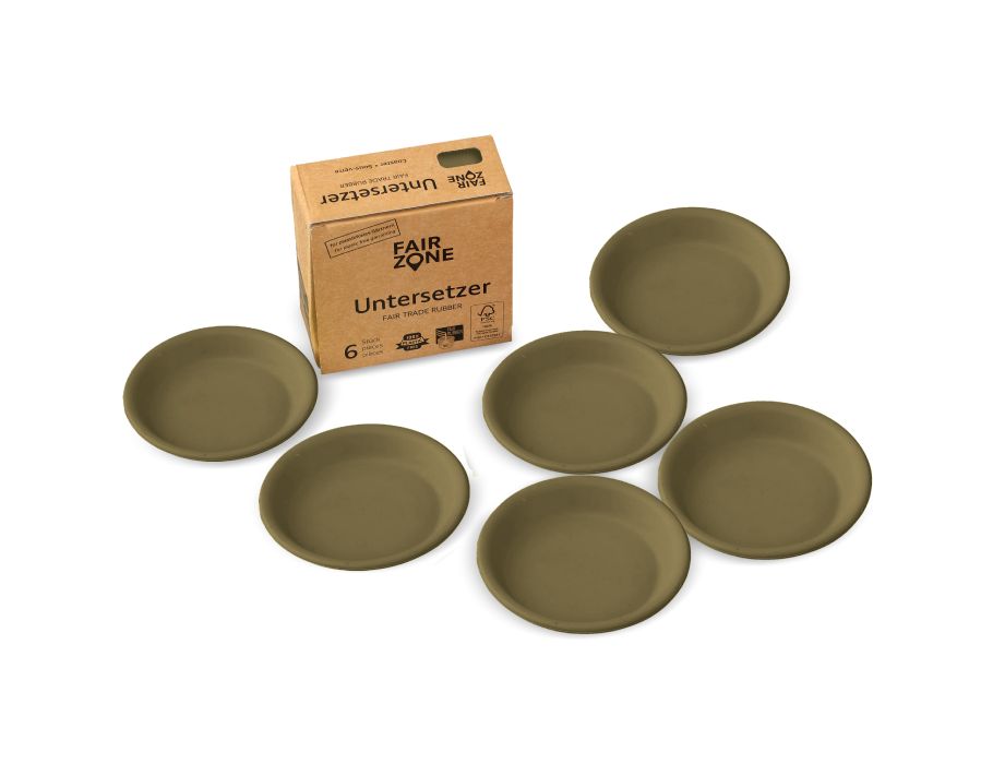 Fairzone Untersetzer für Blumentöpfe – Gummi – Oliv – 6 Stück