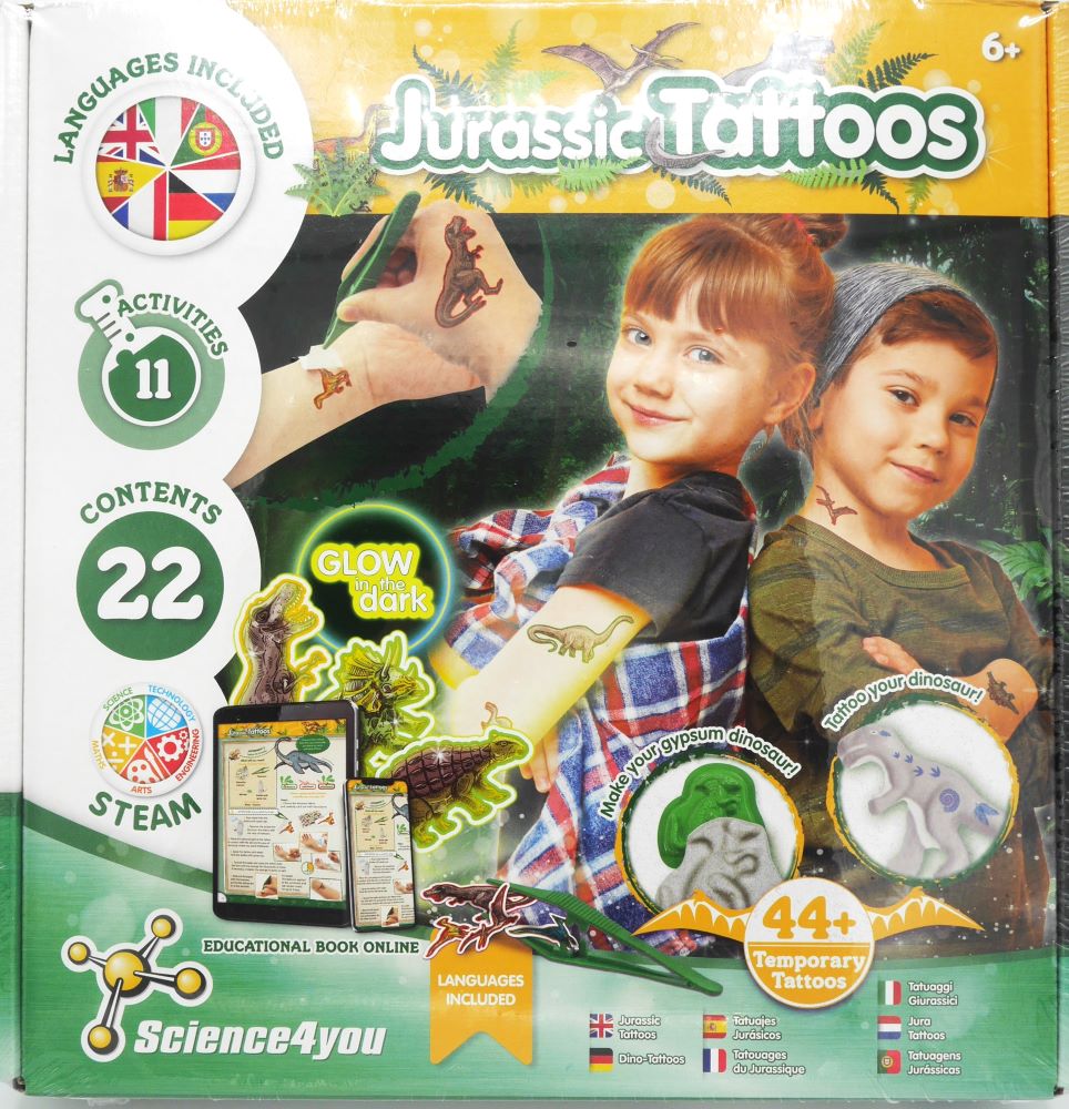 Science 4 bietet Ihnen Jura-Tattoos und Gipsabdrücke in einem Set