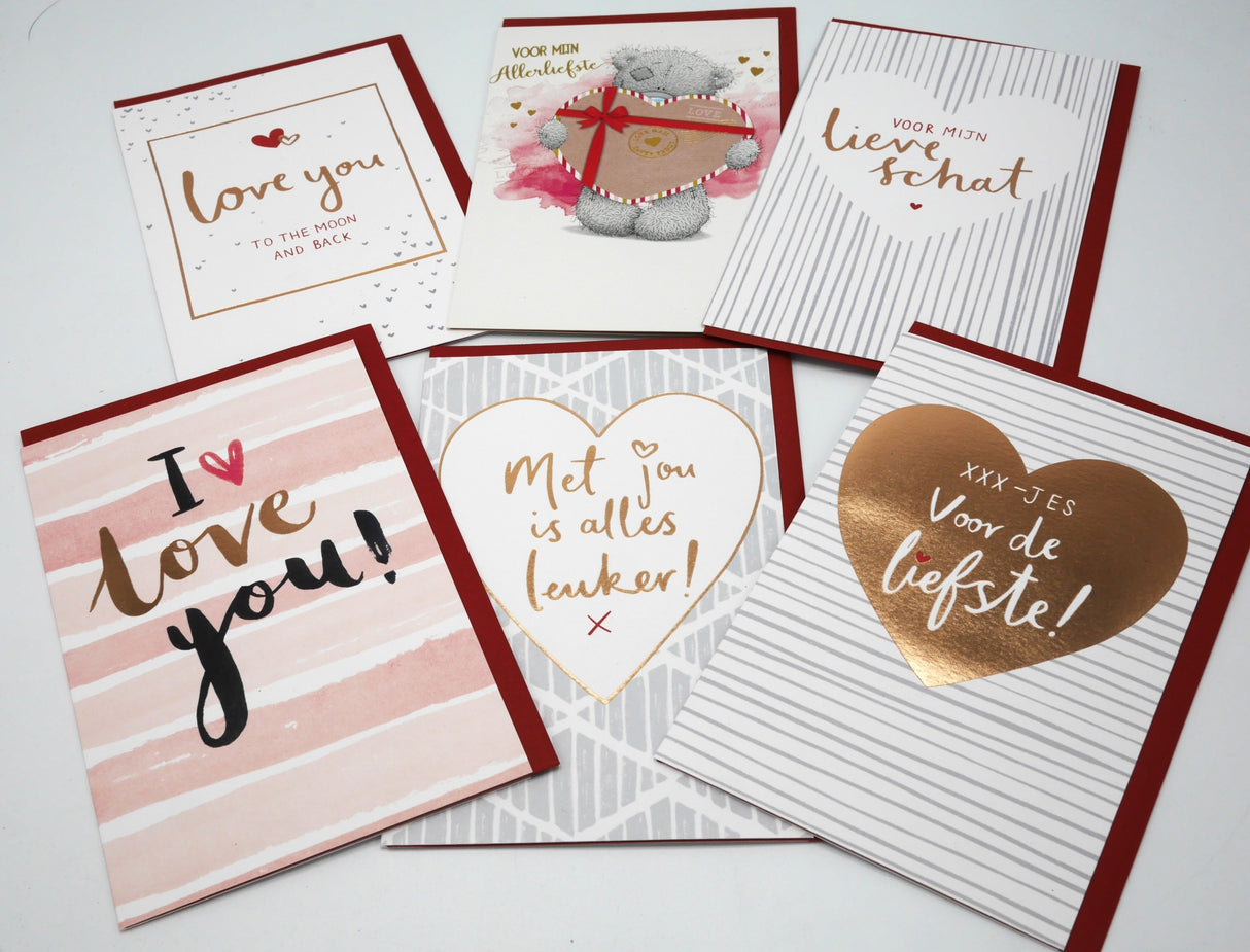 6 Valentinskarten-Set mit 6 verschiedenen Liebeskarten