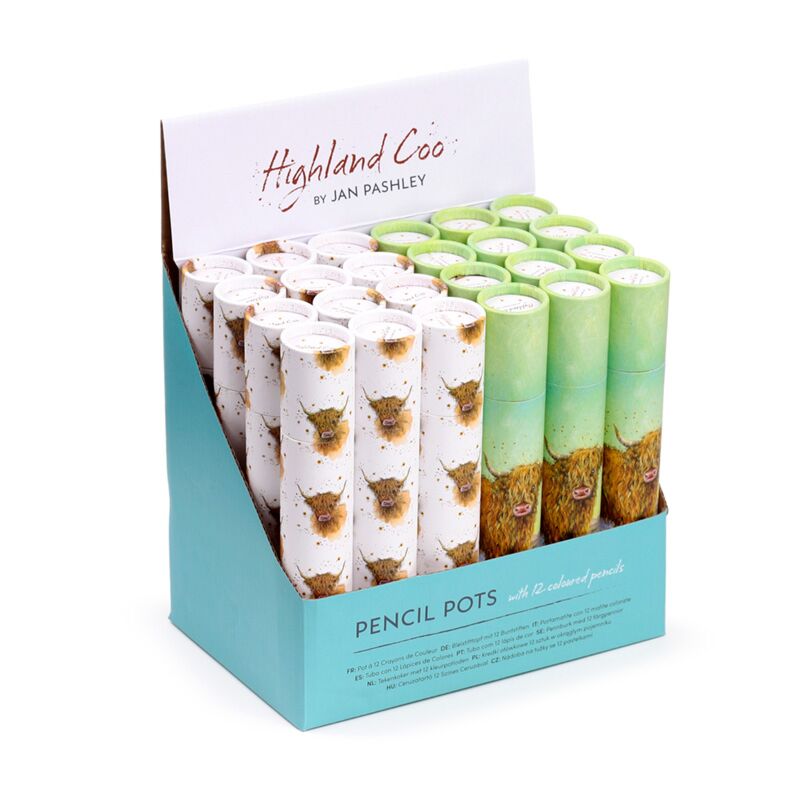 Jan Pashley Highland Cow Zeichenetui mit 12 Buntstiften