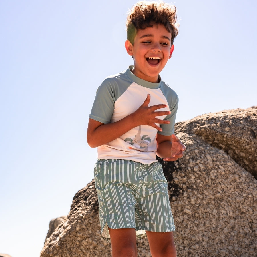 Resort-Streifen | Grüne UV-Badehose Jungen