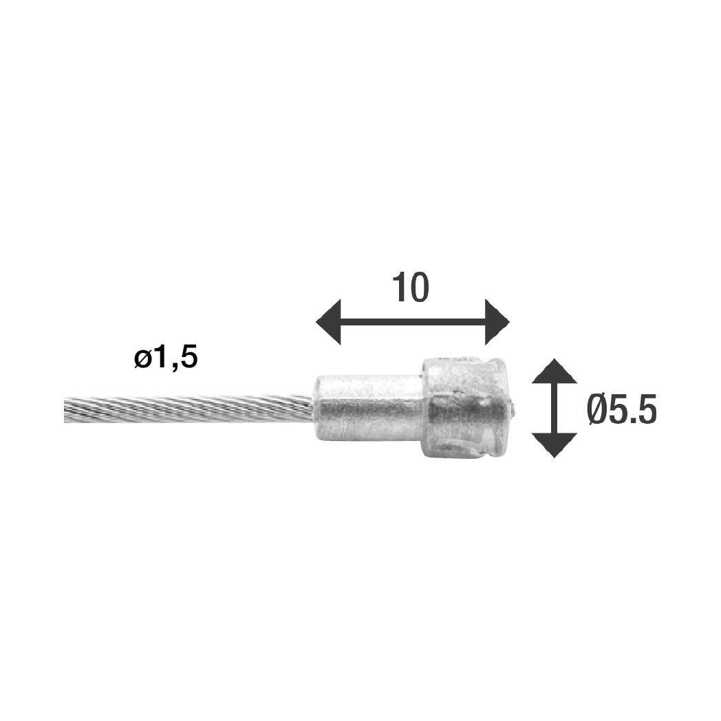 ELVEDES REM BINNENKABEL 2000 mm (10) V-Nipple Edelstahl 6411RVs 10
