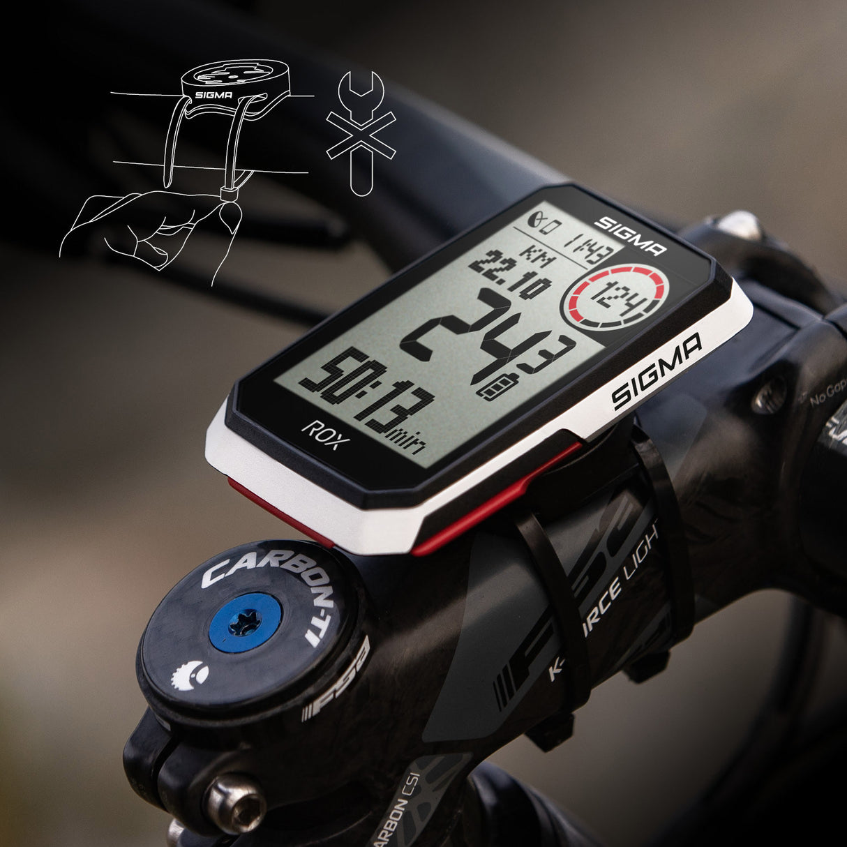 Sigma ROX 4.0 GPS SW White Standard Lenkhalter + USB-C Ladungskabel