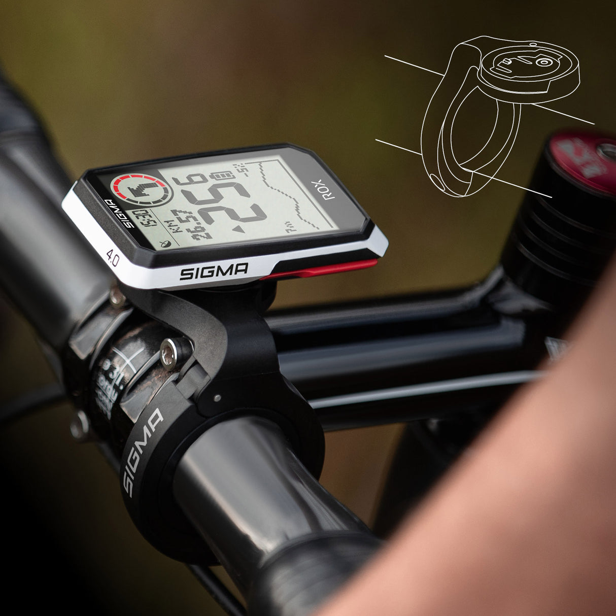 Sigma Rox 4.0 GPS SW White HR Lenkhalter + Ant + Ble Brabstiev