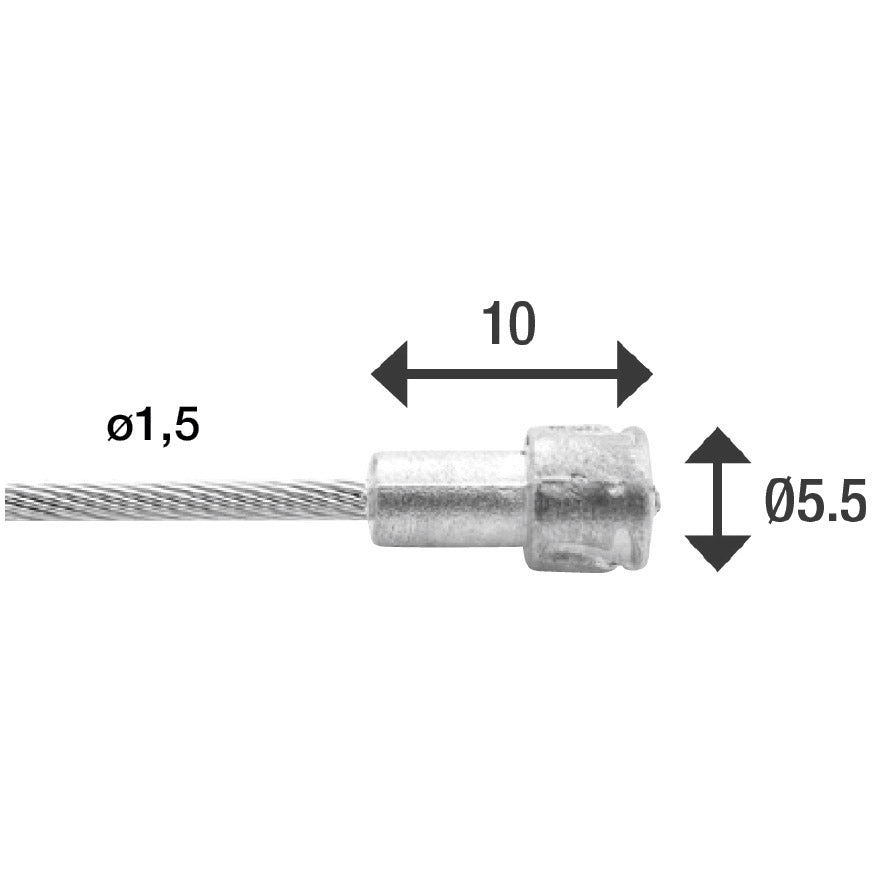 ELVEDES REM BINNenkabel 2000 mm Edelstahl Slick Ø1,5mm V-Nipple