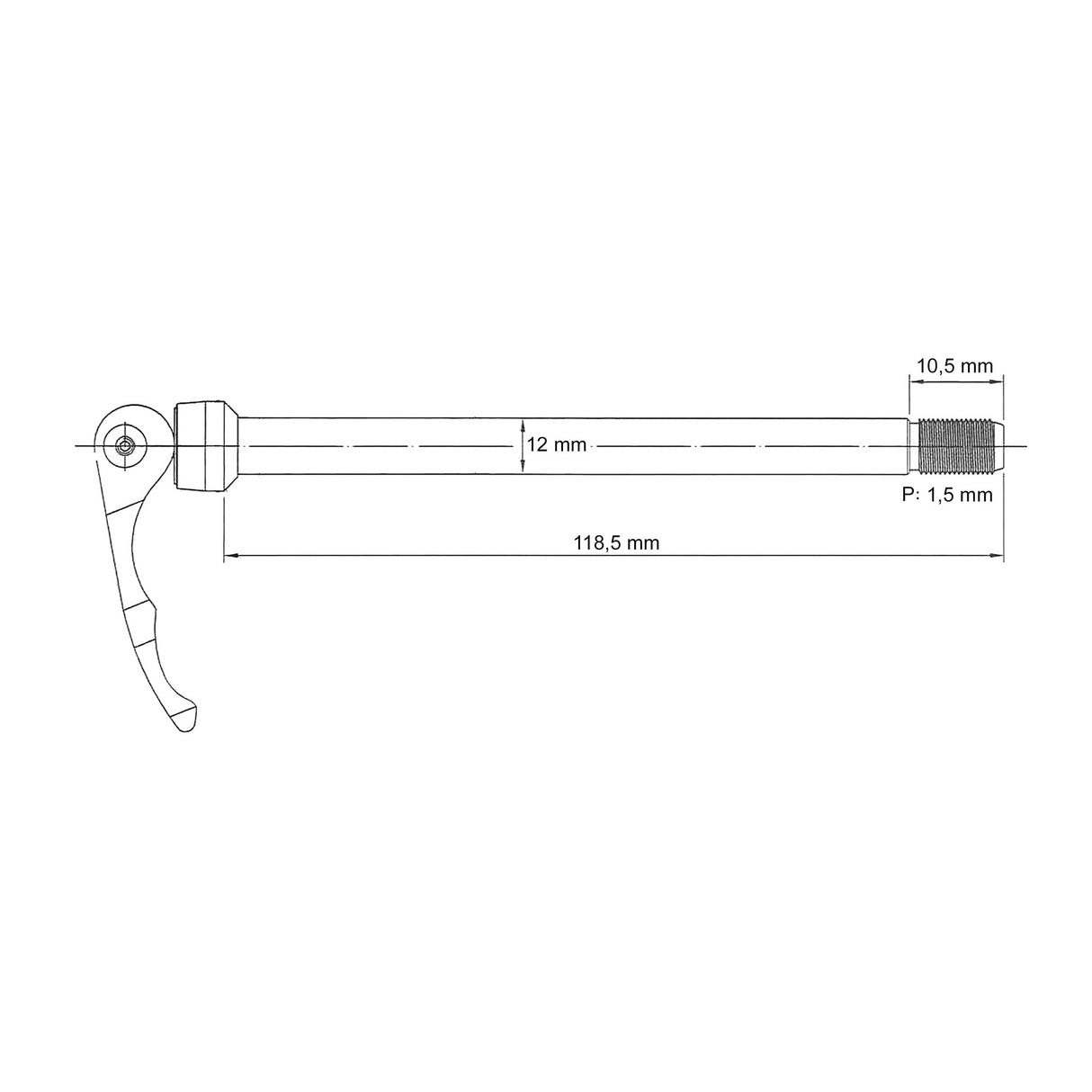 Novatec QR269R Seatachse Ø12mm 118,5 mm mit Schnellfreisetzungen