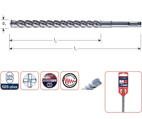Rotec Bohrhammer SDS+ 'Zentro' 4-Schneider 6,0x150 210 mm - 2020602