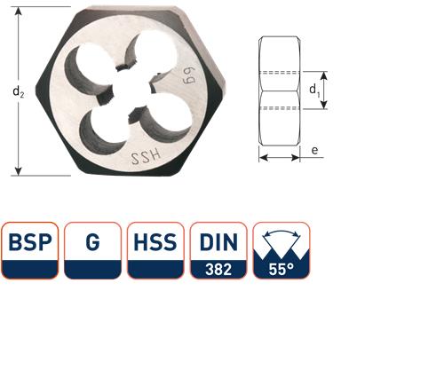 Rotec Sechskant-Schneidmutter BSP G1 4 DIN382 HSS