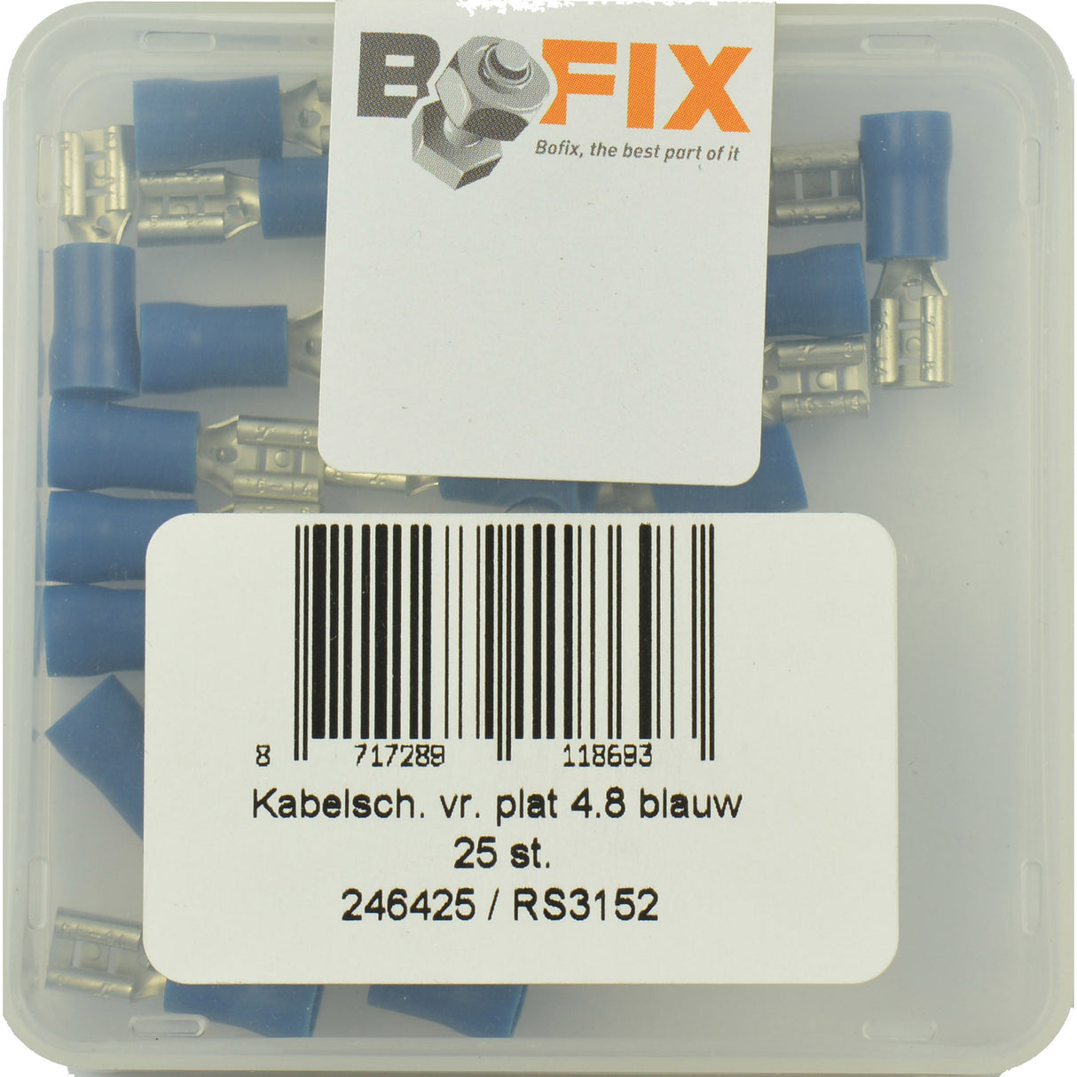 Bofix Cable Shoe Ampere Frau Plat 4,8 mm blau (25st)