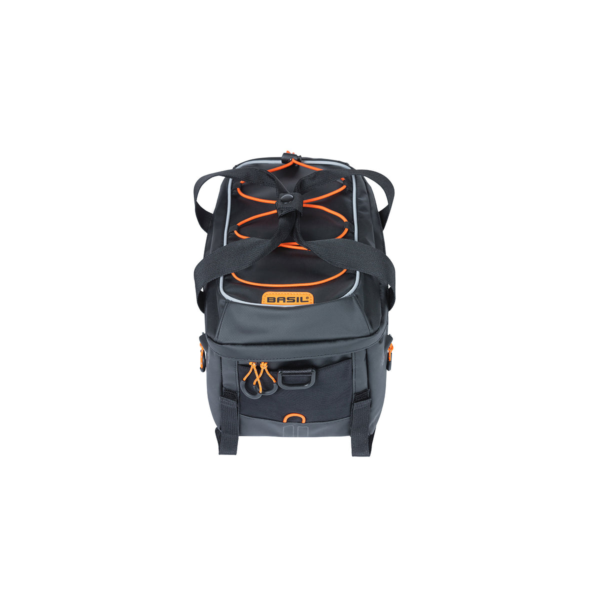 Basilikum Miles Gepäck Thringa -Tasche - Sporty Fahrradbeutel für Männer und Frauen - Schwarz Orange - wasserdicht - 7 Liter