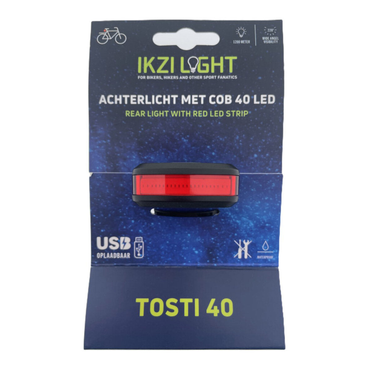 Ikzilight Rücklicht Sandwich 40 Cob LED, USB wiederaufladbar
