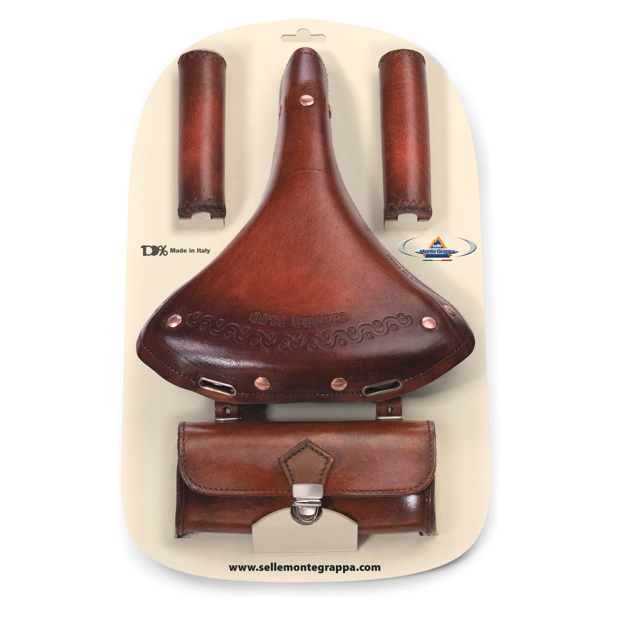 Selle Monte Grappa Monte Grappa Set Charleston Oxford 3-teilige Leder D-Bruin