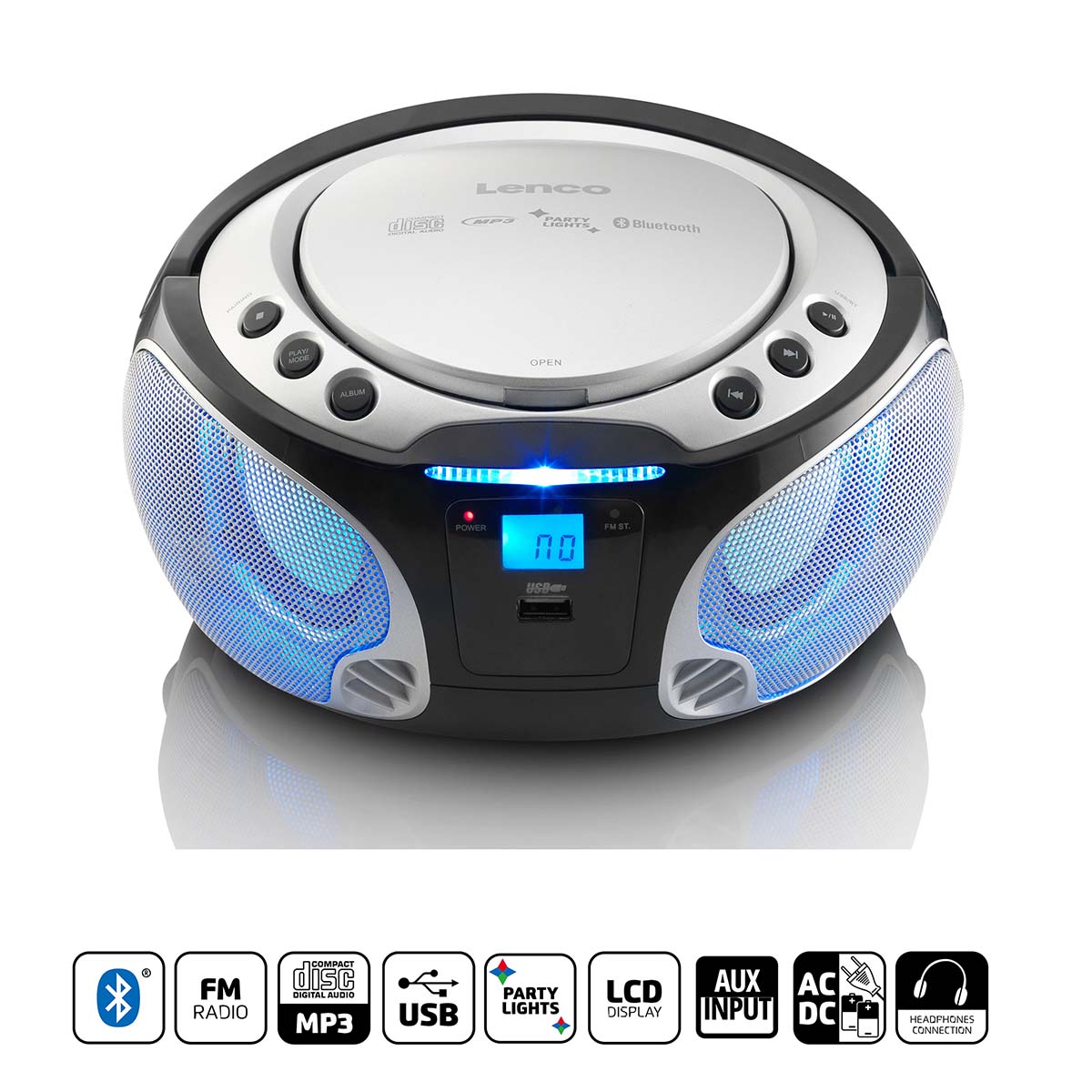 Lenco SCD-550 tragbarer Radio-CD-Player Silber