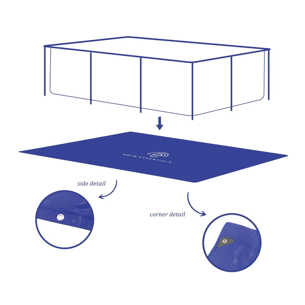 Eleganz | dunkelblaue Bodenplane für Schwimmbad, 260 x 160 cm