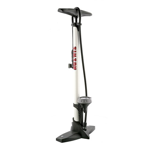 Fahrradpumpe mit Manometerstahl 61 cm weiß (020601)