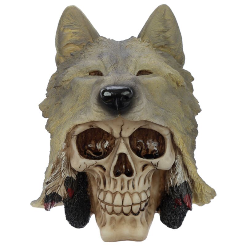 Totenkopf mit Wolfskopf als Wohnaccessoire