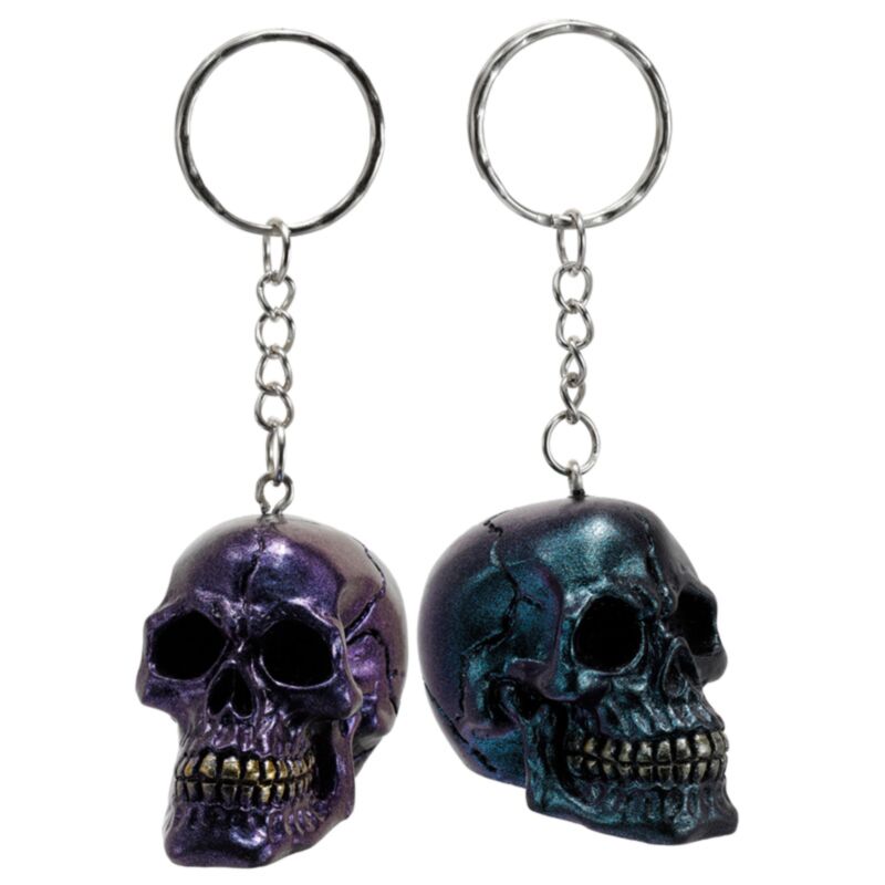 Totenkopf-Schlüsselanhänger in dunklem Metallic-Gold