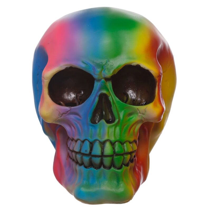 Wohnaccessoire mit Regenbogenschädel