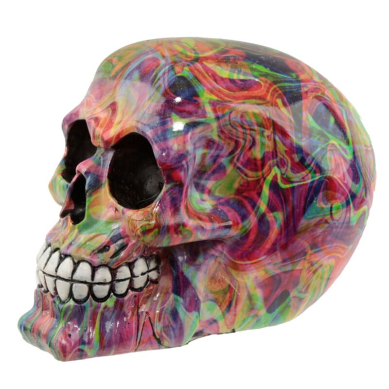 Wohnaccessoire mit Regenbogenschädel