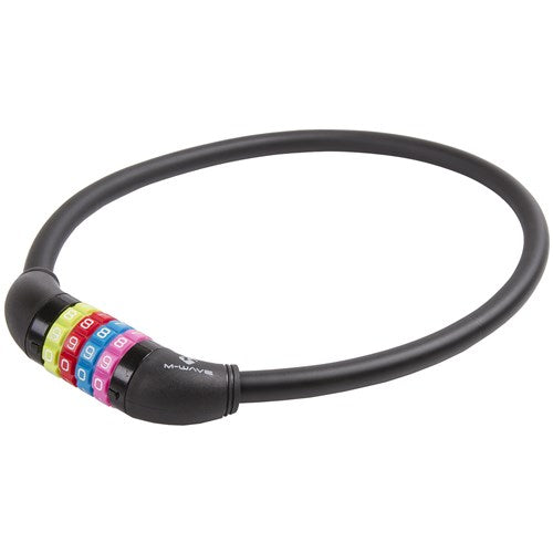 Messingschloss M-Wave Zahlenkabelschloss Silikon schwarz 65cm12mm