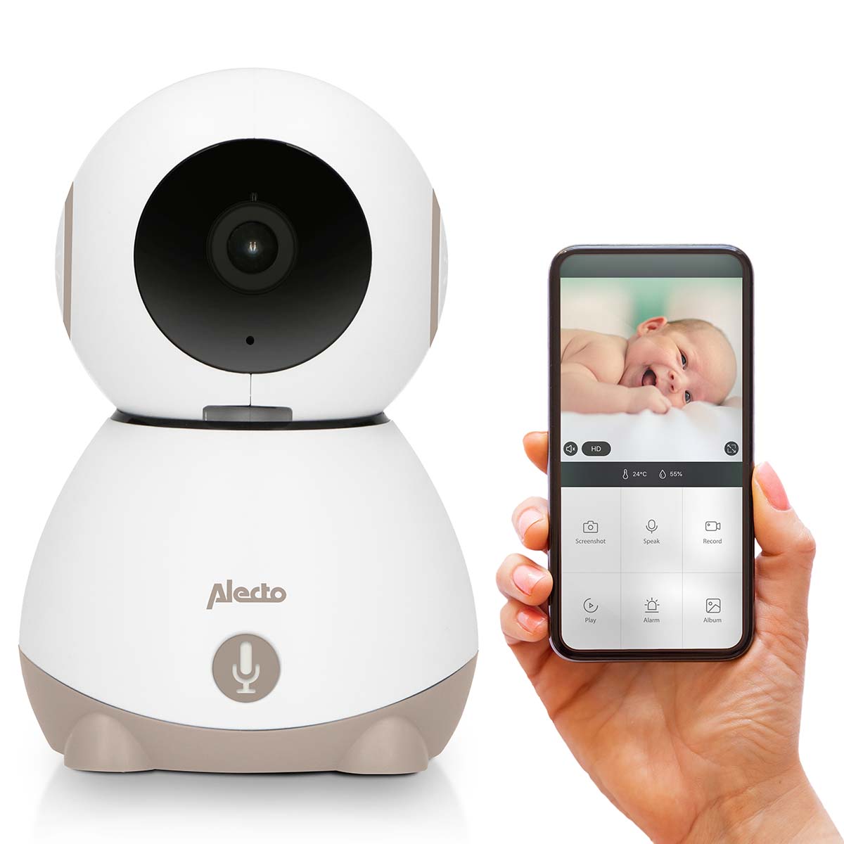 Alecto WLAN-Babyphone mit Kamera weiß taupe – smartbaby10be