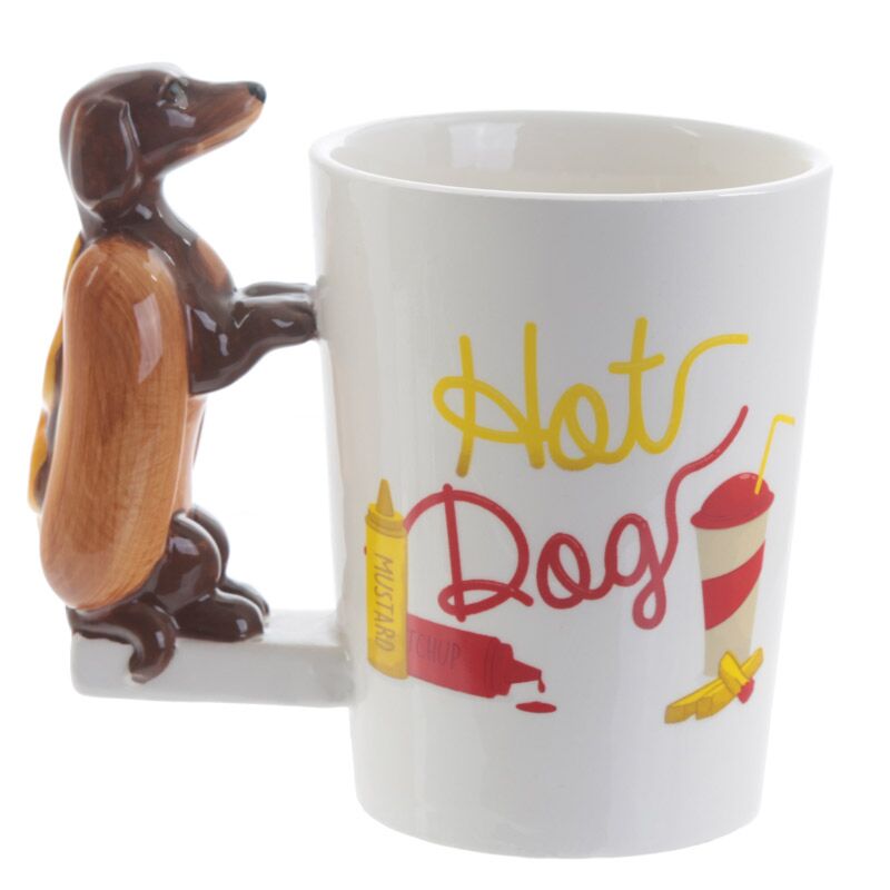 Wurst-Hund-Hot-Dog – Keramikbecher mit geformtem Henkel