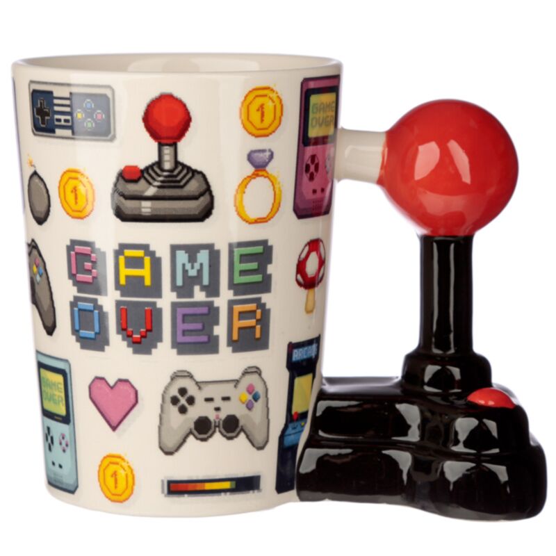 Game over Joystick Pixel – Keramikbecher mit Henkel