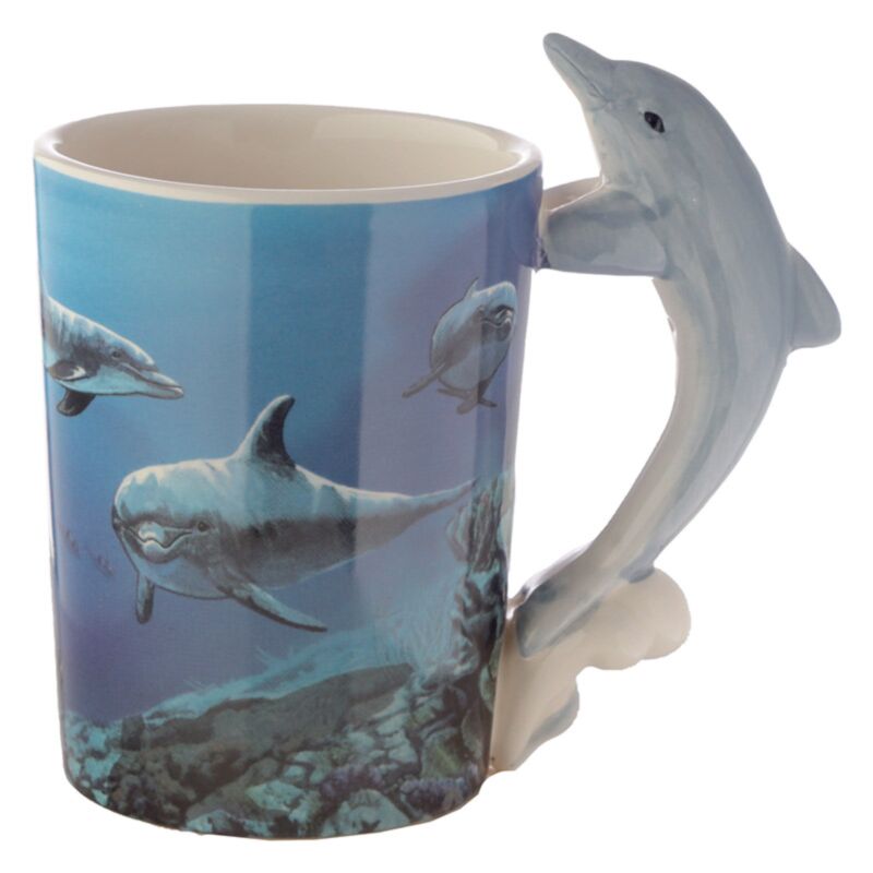 Keramiktasse mit delfinförmigem Henkel