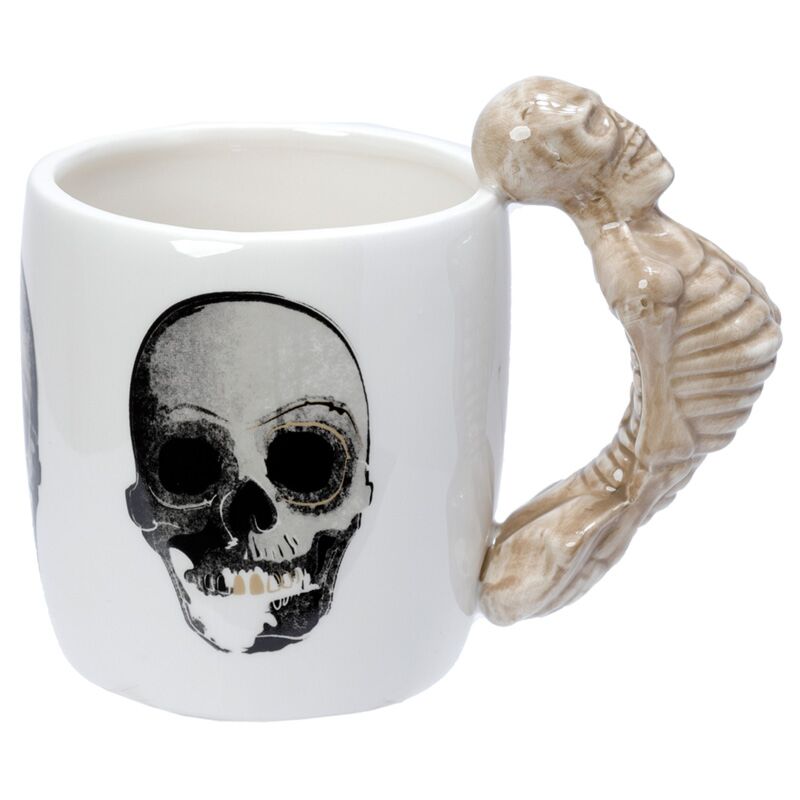Skelettförmiger Keramikbecher mit Henkel