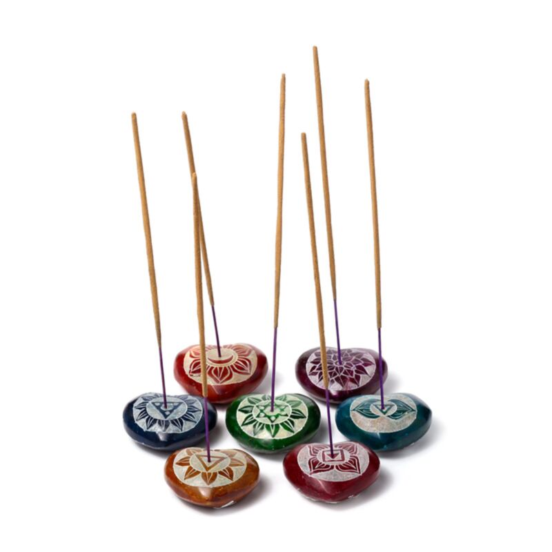 Chakra-Herz-Räucherstäbchenhalter aus Speckstein