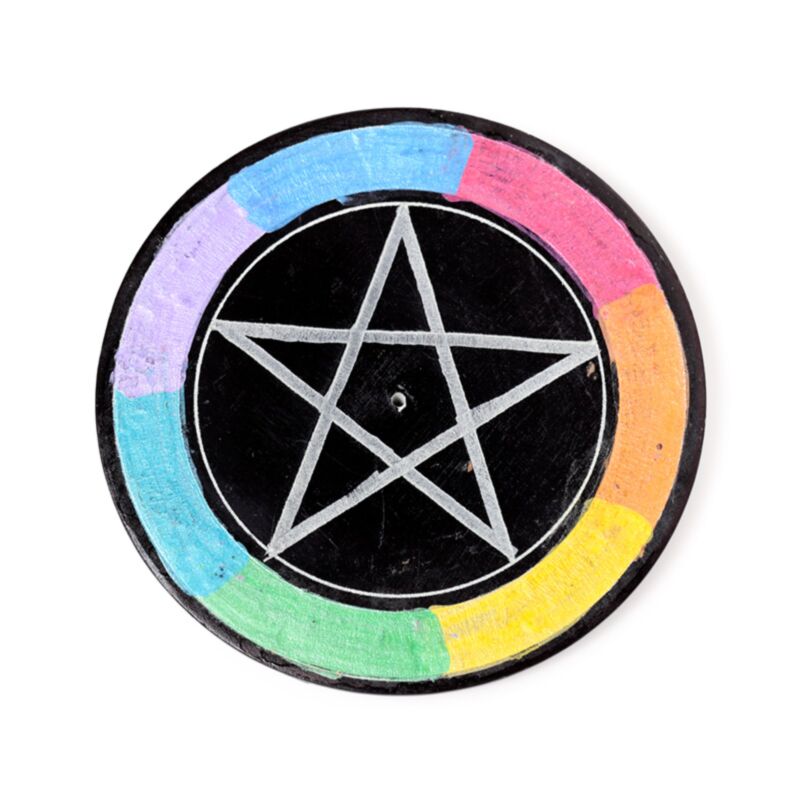 Chakra-Pentagramm-Stern-Räucherstäbchenhalter aus Speckstein