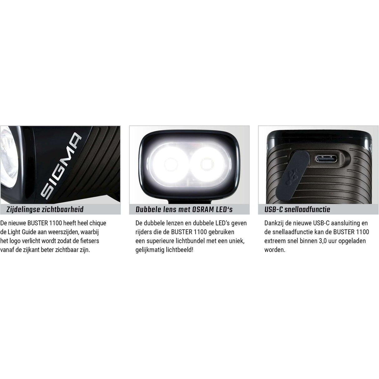 Sigma Scheinwerfer Buster 1100 LED -Schraubenhalter -li -ion -Batterie USB
