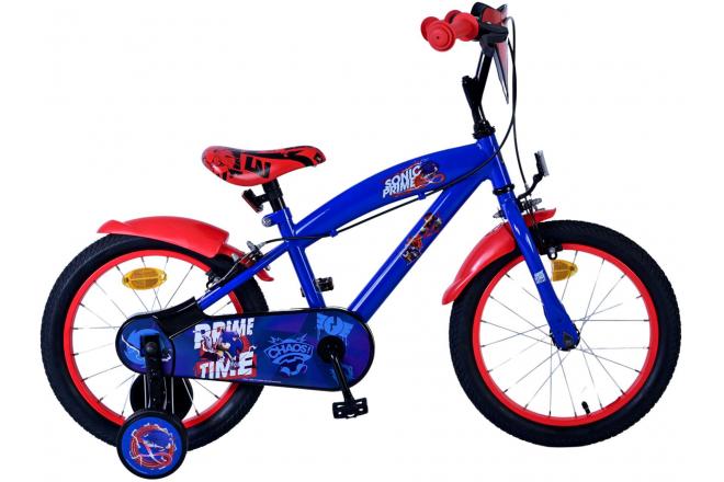 Sonic Prime Children's Bicycle - Jungen - 16 Zoll - Blaurot - Zwei Handbremsen