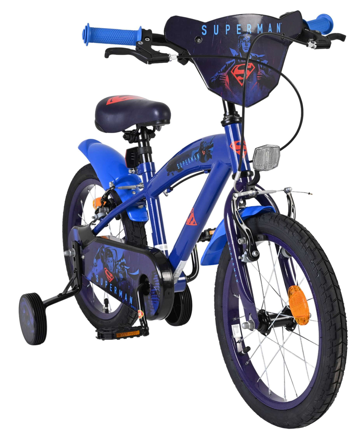 Superman Kinderfahrrad – Jungen – 16 Zoll – Blau – zwei Handbremsen