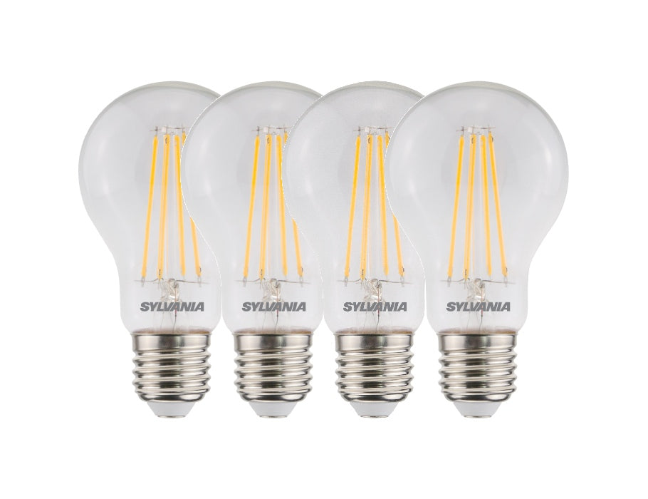 Sylvania LED-Lampe – E27 – 806 lm – Leuchtmittel – klar – Filament – 4 Stück
