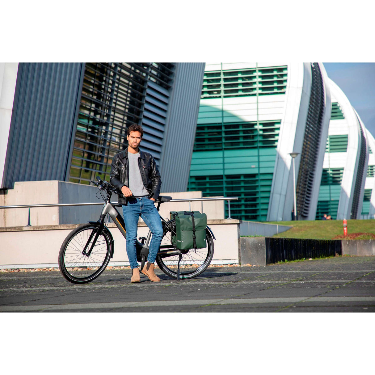 Fahrradbeutel Odense - harte, geräumige Doppel -Rucksack für Elektrofahrräder - grün