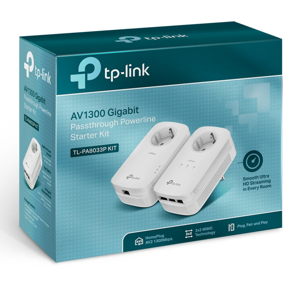 TP-Link TL-PA8033p Kit AV1300 3-Fever Gigabit Passthrough