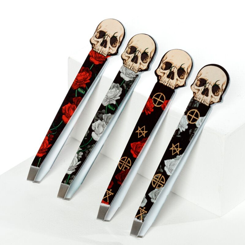 Pinzette in Totenkopf- und Rosenform