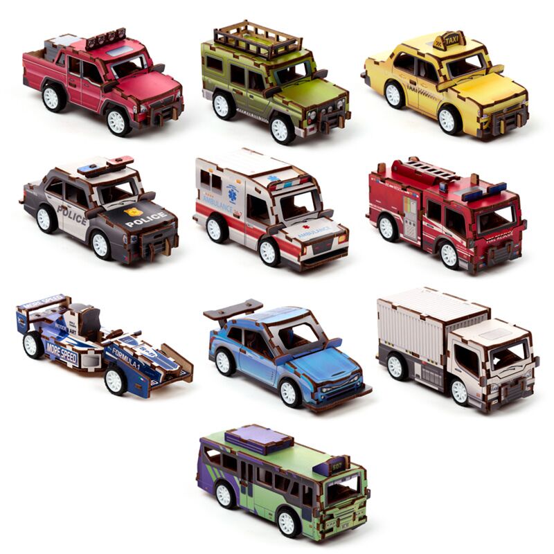 Motorisierte Fahrzeuge 48 Teile 3D-Kinderpuzzle aus Holz