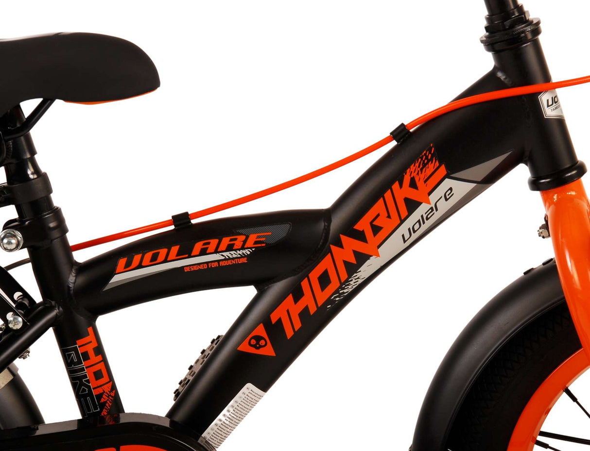 Volare Thombike Children's Bike Boys 14 Zoll schwarz orange zwei Handbremsen