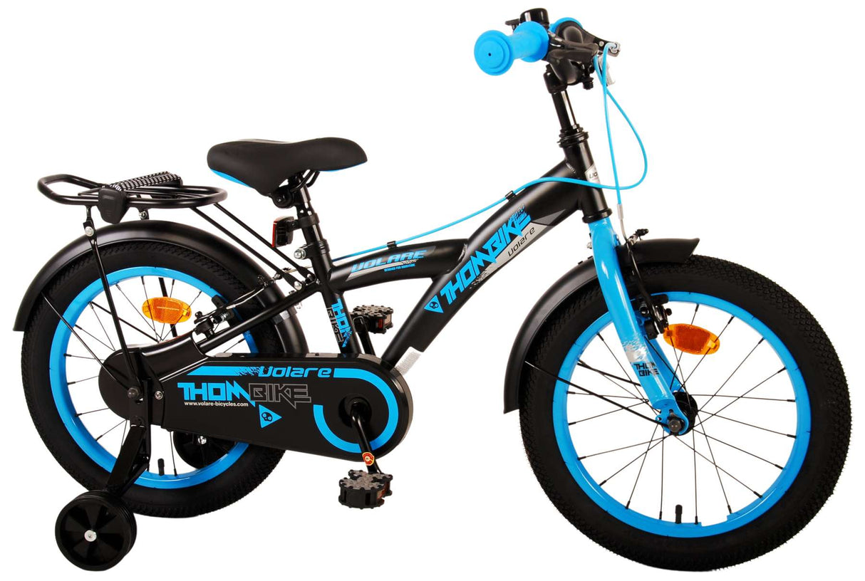 Volare Thombike Kinderfahrrad – Jungen – 16 Zoll – Schwarz Blau – Zwei Handbremsen