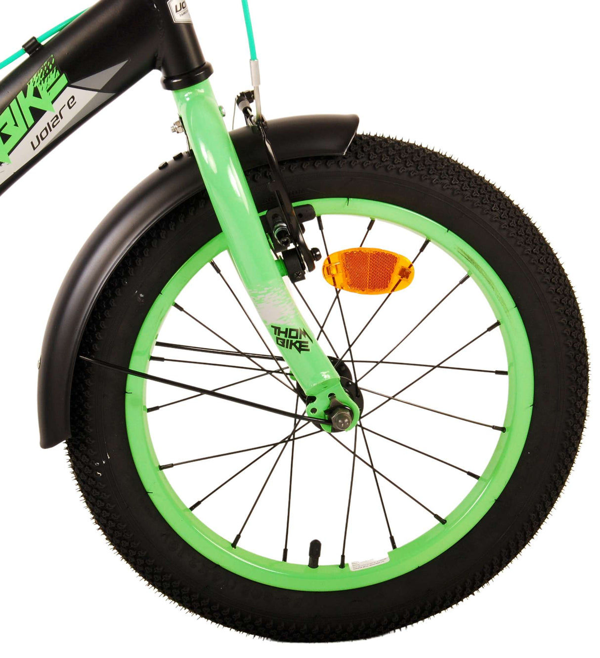 Volare Thombike Kinderfahrrad – Jungen – 16 Zoll – Schwarz Grün – Zwei Handbremsen
