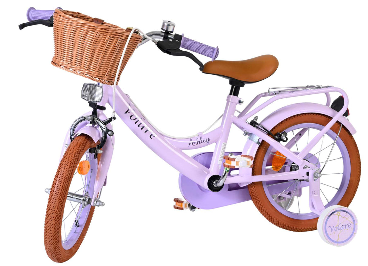 Volare Ashley Kinderfahrrad – Mädchen – 14 Zoll – Flieder – zwei Handbremsen