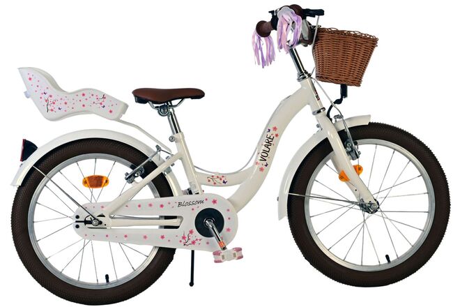 Volare Blossom Kinderfahrrad – Mädchen – 18 Zoll – weiß – zwei Handbremsen